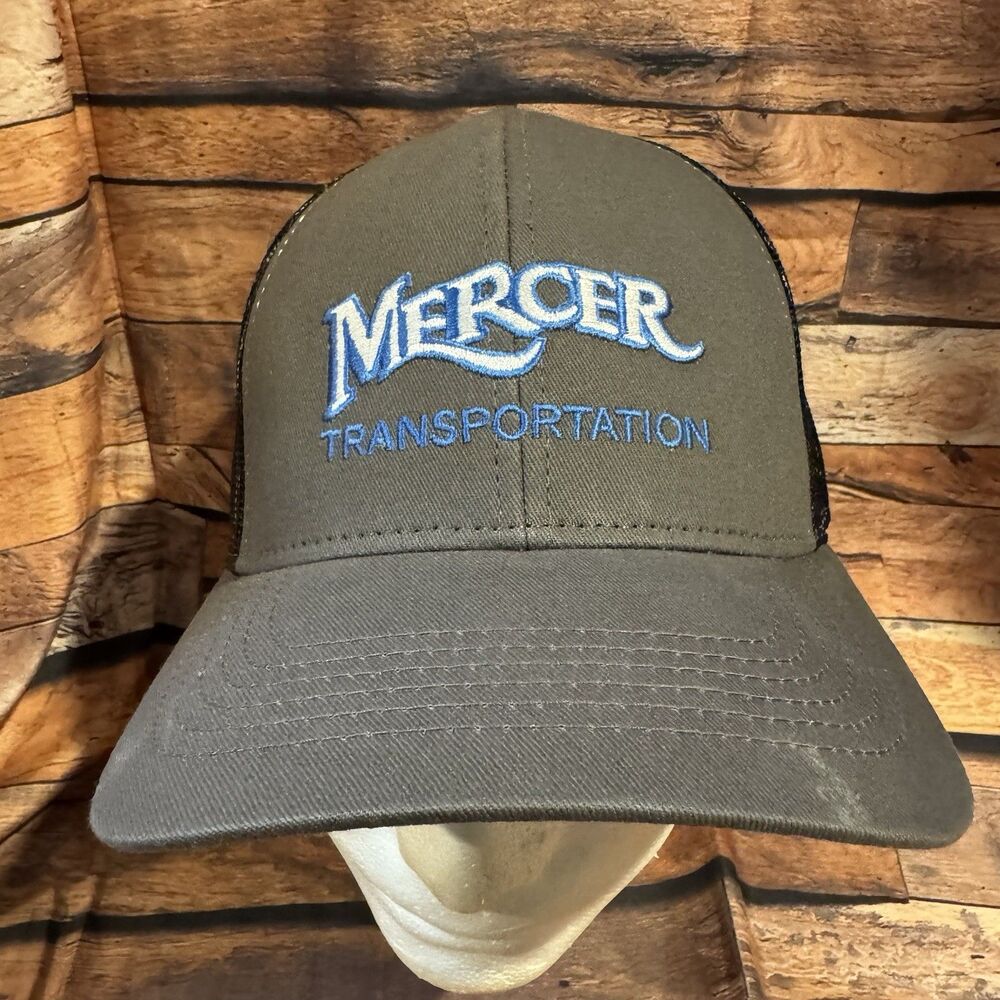 Mercer Transportation Trucker Hat Snapback Mesh Gray Black Semi Truck Cap Read